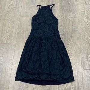 Navy blue lace halter dress